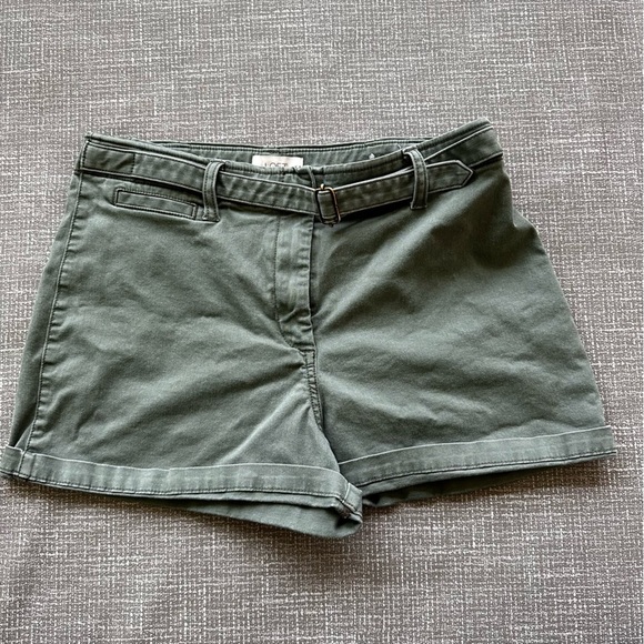 LOFT Pants - Loft Outlet Army Green High Rise 4” Cotton Chino Stretch Belted Utility Shorts 6